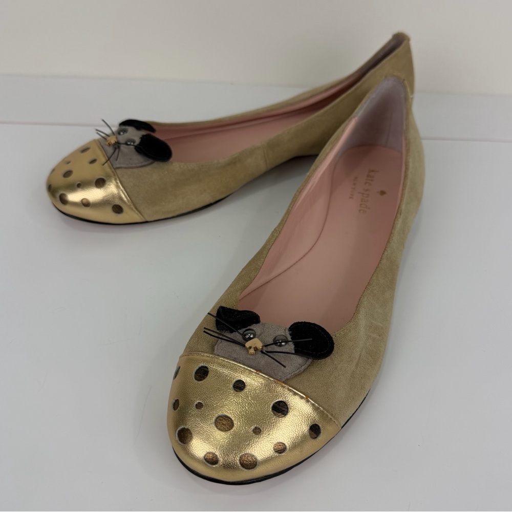 Kate Spade Walt Mouse Ballet Flats Suede Novelty Shoes Size 8 - Picture 4 of 12